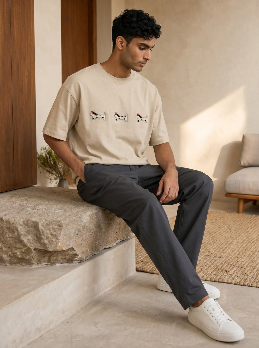 Camiseta Oversized Dachshund Trio