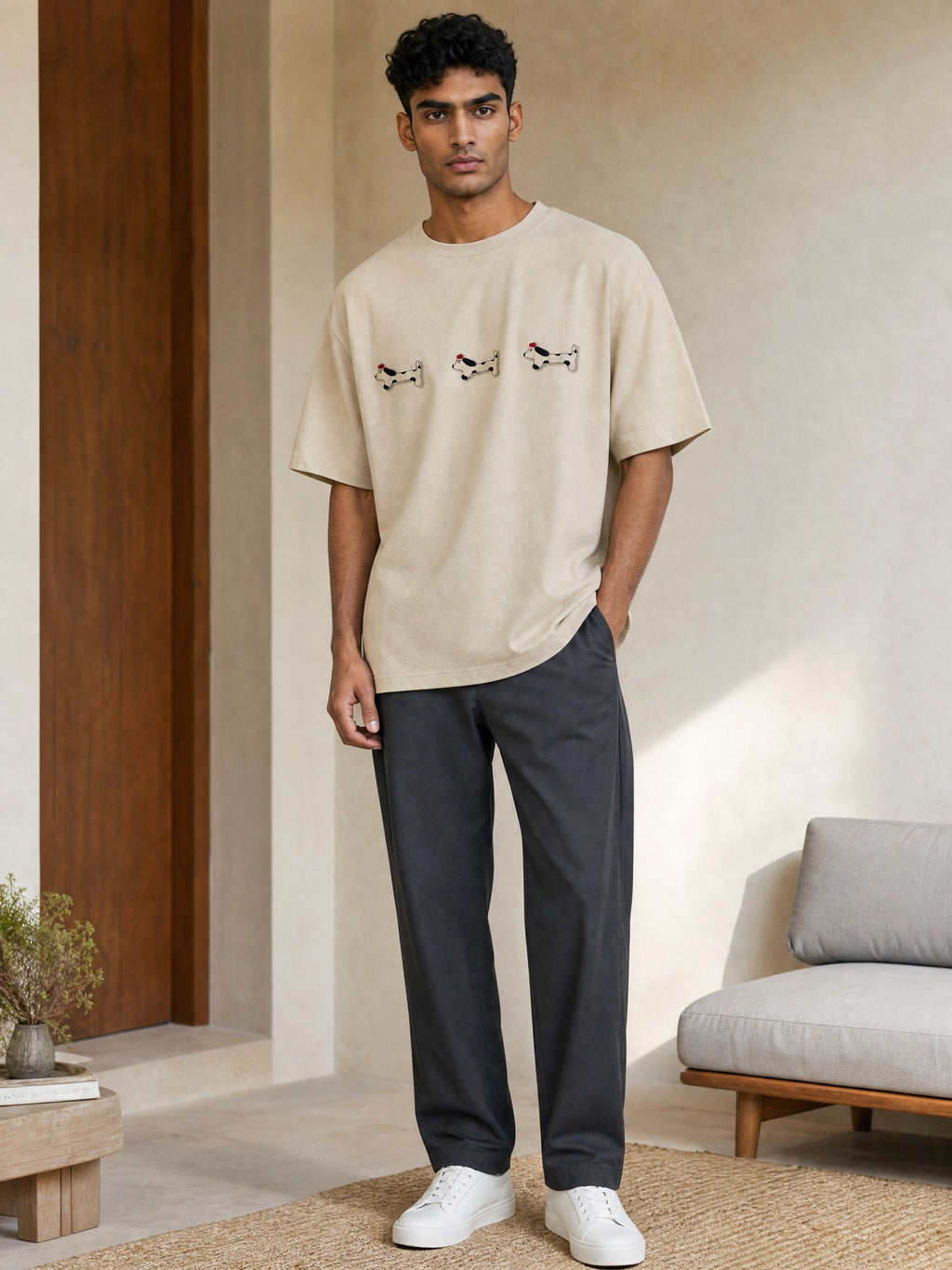 Camiseta Oversized Dachshund Trio