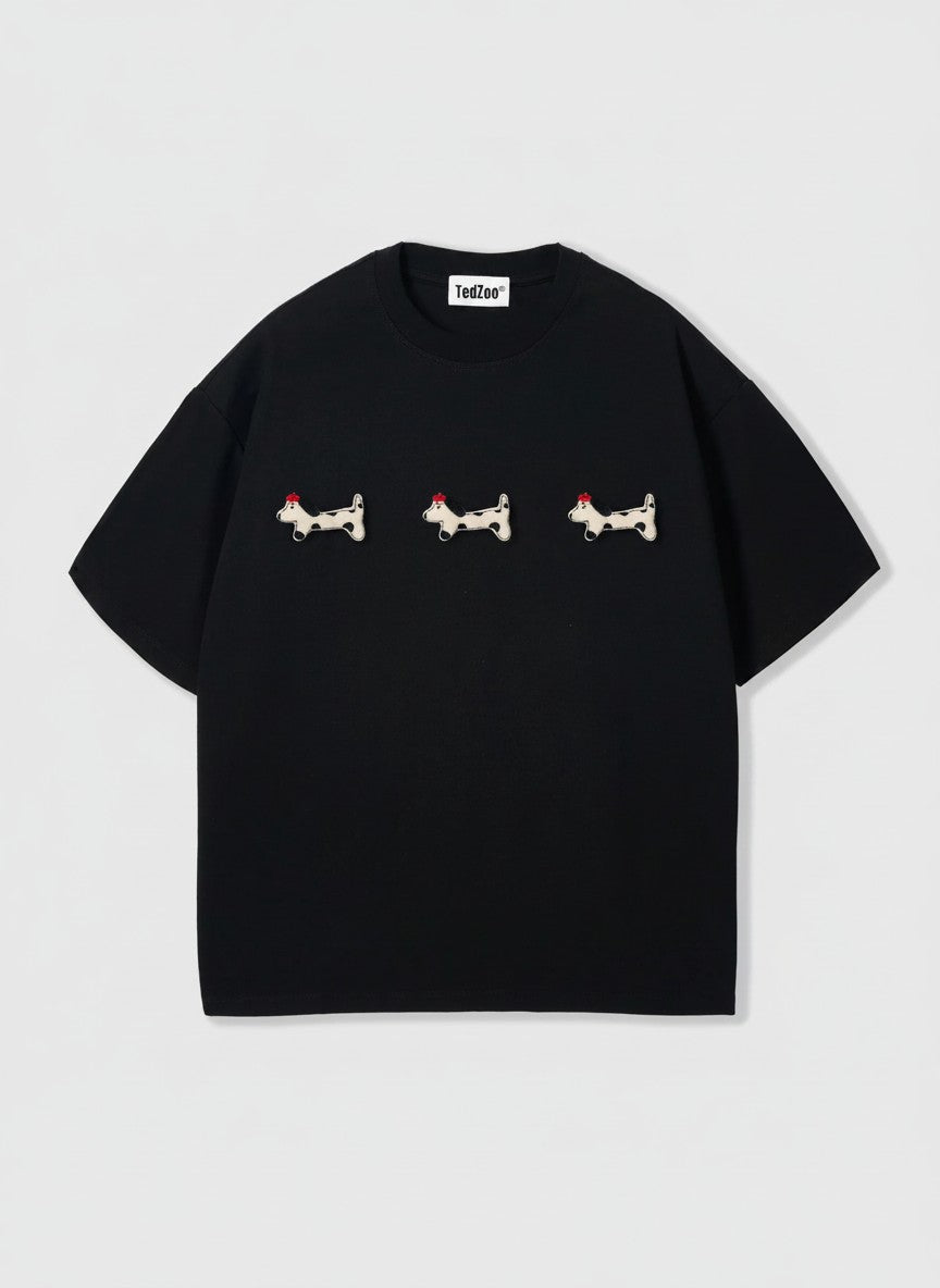 Camiseta Oversized Dachshund Trio